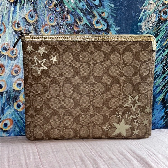 Limited Edition Large Coach Signature Monogram W Stars Zipper Closure Pouch - Picture 1 of 15